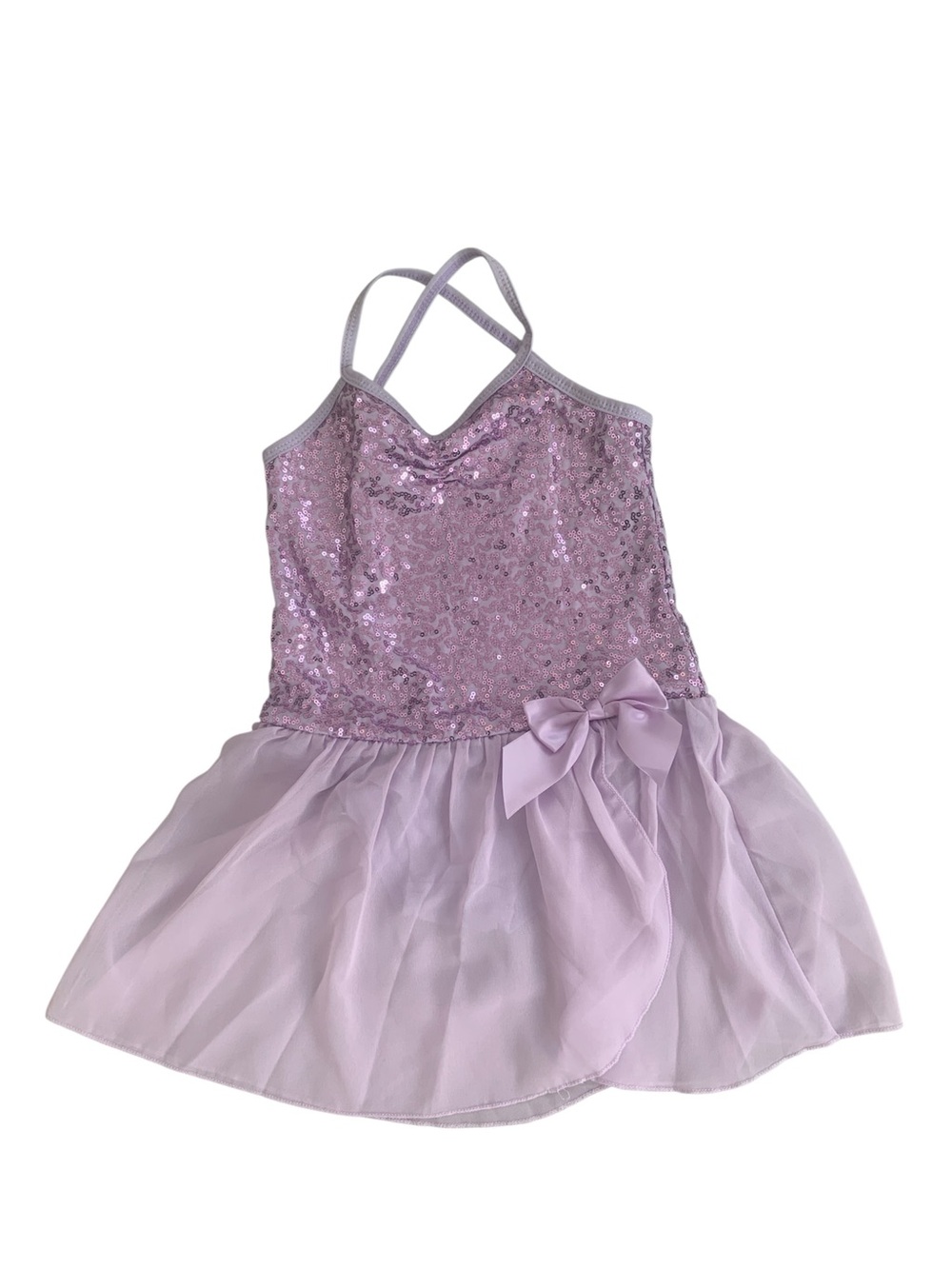 Girls Lavender Sequin Dance Dress with Bow